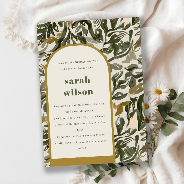 Invitación Ducha Botánica Rústica Boho Retro Green Bridal (Subido por el creador)