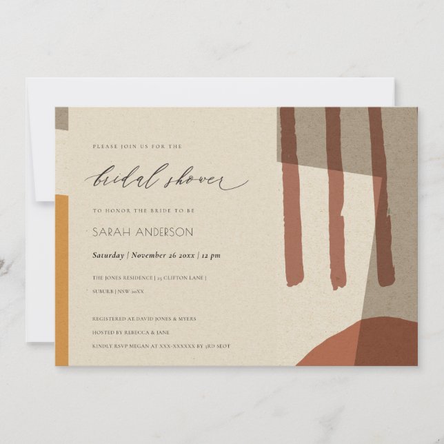 INVITACIÓN DUCHA BRIDAL ARTÍSTICA ARTÍSTICA AMARILLA ABSTRACT (Anverso)