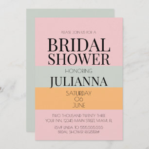 Invitación DUCHA BRIDAL BLANCA BLANCA DE Mint Rosa Moderna