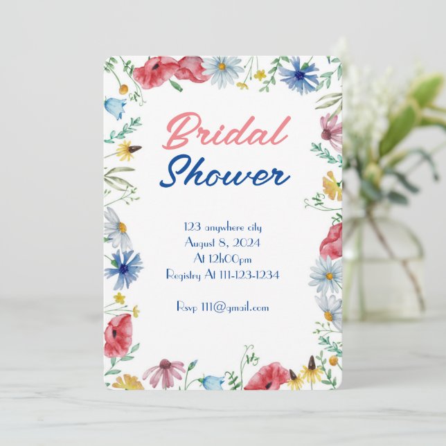 INVITACIÓN DUCHA BRIDAL BOTÁNICA FLORAL (Anverso de pie)