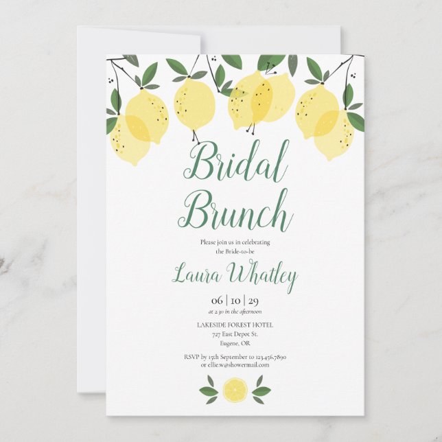 Invitación Ducha Bridal Brunch Lemon Bridal (Anverso)