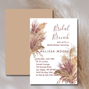 Invitación Ducha Bridal Brunch Pampas Elegance Mauve Pink