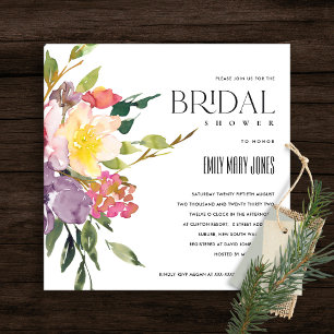 INVITACIÓN DUCHA BRIDAL BURGUNDY FLORAL DE RUBOR AMARILLO BLA