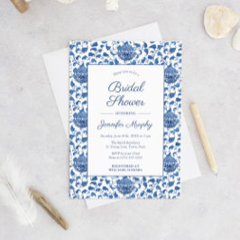 Invitación Ducha Bridal Chinoiserie De La Antigua Azul Y Blan