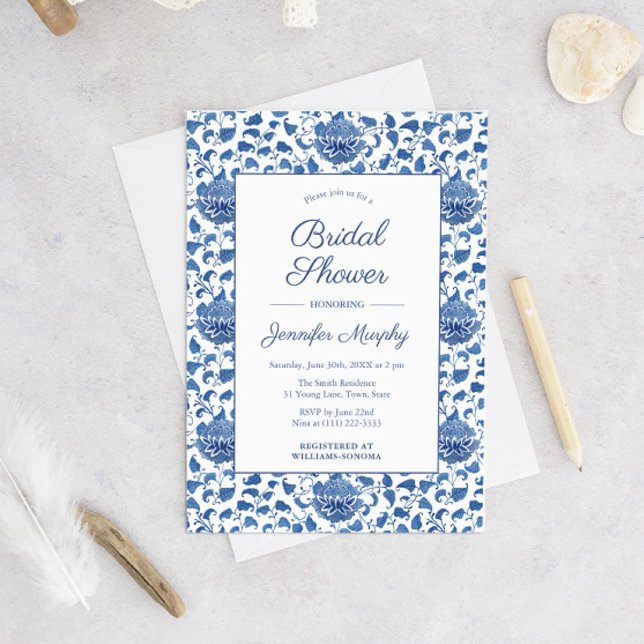 Invitación Ducha Bridal Chinoiserie De La Antigua Azul Y Blan (Subido por el creador)
