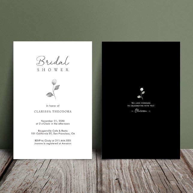 Invitación Ducha Bridal Clásica Elegante en Blanco y Negro (Subido por el creador)
