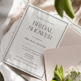 Invitación Ducha Bridal Clásica Elegante Negra y Blanca