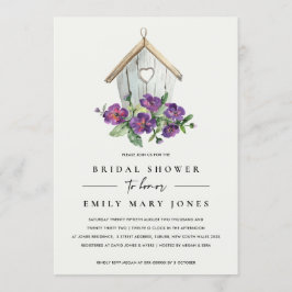 INVITACIÓN DUCHA BRIDAL DE BIRDHOUSE RÚSTICO BLANCO BOHO