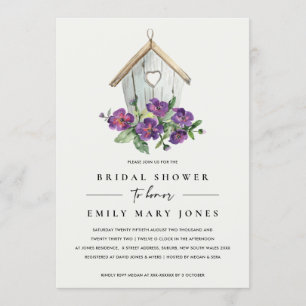 INVITACIÓN DUCHA BRIDAL DE BIRDHOUSE RÚSTICO BLANCO BOHO