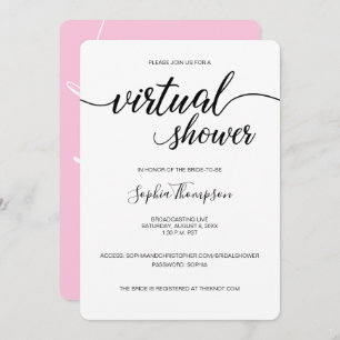 Invitación DUCHA BRIDAL DE boda VIRTUAL SÓLO rosa