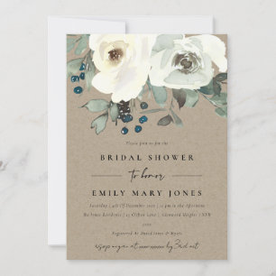 INVITACIÓN DUCHA BRIDAL DE COLOR DE AGUA BLANCA DE MARFIL DE