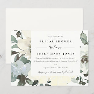 INVITACIÓN DUCHA BRIDAL DE COLOR DE AGUA BLANCA DE MARFIL SUA