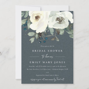 INVITACIÓN DUCHA BRIDAL DE COLOR DE AGUA DE FLORAL GRIS DE MA