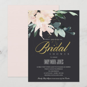 INVITACIÓN DUCHA BRIDAL DE COLOR DE AGUA ORO DE RUBOR FLORAL