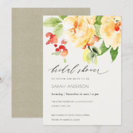 Invitación DUCHA BRIDAL DE COLOR DE AGUA ROSA naranja