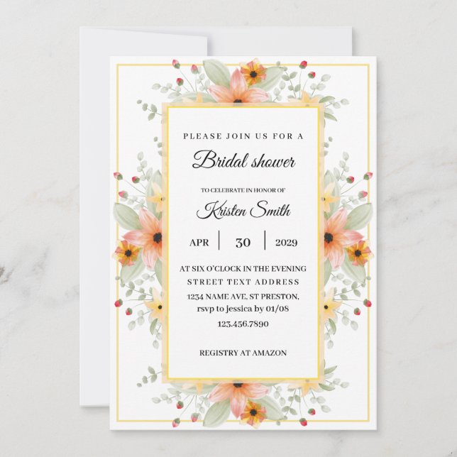Invitación DUCHA BRIDAL de Eucalyptus Rosa (Anverso)