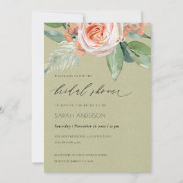 INVITACIÓN DUCHA BRIDAL DE FLORES DE FLORES DE COLOR ACUÁTICO