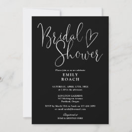 Invitación Ducha Bridal De Guión Elegante En Blanco Y Negro