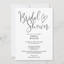 Ducha Bridal De Guión Elegante En Blanco Y Negro