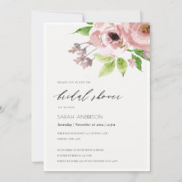 INVITACIÓN DUCHA BRIDAL DE LA FLORAL DEL COLOR DE AGUA ROSA D