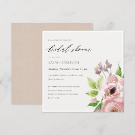 INVITACIÓN DUCHA BRIDAL DE LA FLORAL DEL COLOR DE AGUA ROSA D