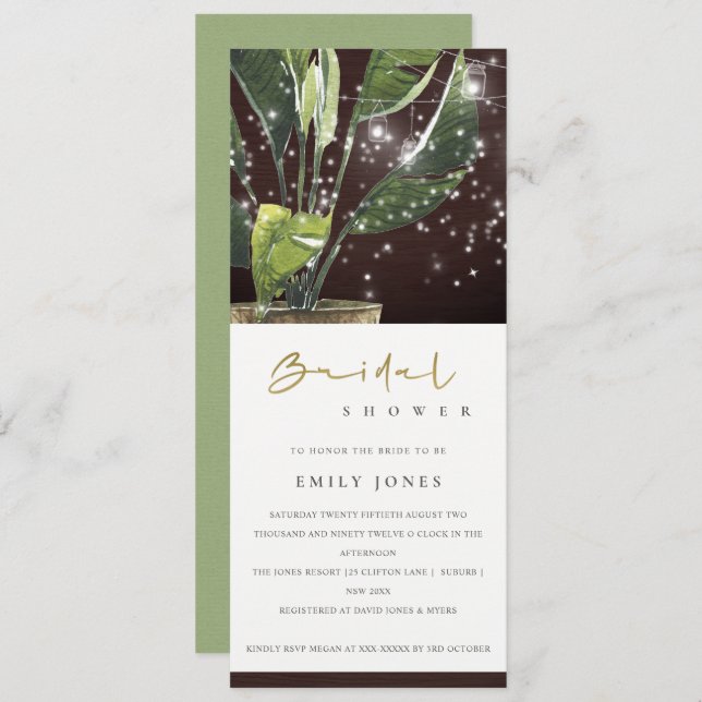 INVITACIÓN DUCHA BRIDAL DE LA LUZ DE LA JARRA DE LA ESTRELLA  (Anverso / Reverso)