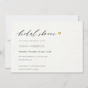 INVITACIÓN DUCHA BRIDAL DE LA TIPOGRAFÍA DE KRAFT ORO SENCILL