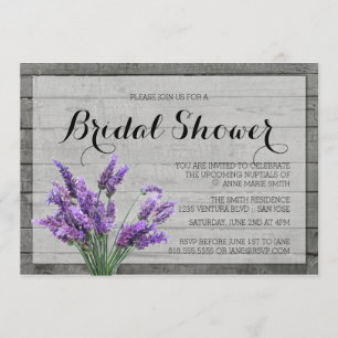 INVITACIÓN DUCHA BRIDAL DE LAVANDERÍA RÚSTICA