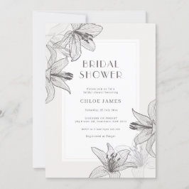 Invitación Ducha Bridal De Lilies Floral Clásica Ilustrada