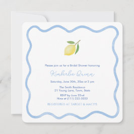 Invitación Ducha Bridal De Limón De La Frontera Azul Y Blanca