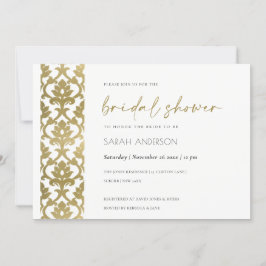 INVITACIÓN DUCHA BRIDAL DE PATRÓN FLORAL CLÁSICO DE ORO DAMAS