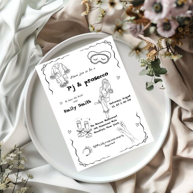 Invitación Ducha Bridal De Pj Y Prosecco De Mano Destituida (Subido por el creador)