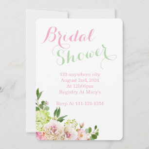 INVITACIÓN DUCHA BRIDAL DE VERDURAS FLORALES