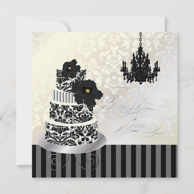Invitación DUCHA BRIDAL DEL PASO DEL BODA NEGRO+BLANCO PixDez (Anverso)