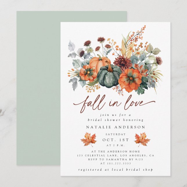 Invitación Ducha Bridal Elegante (Anverso / Reverso)