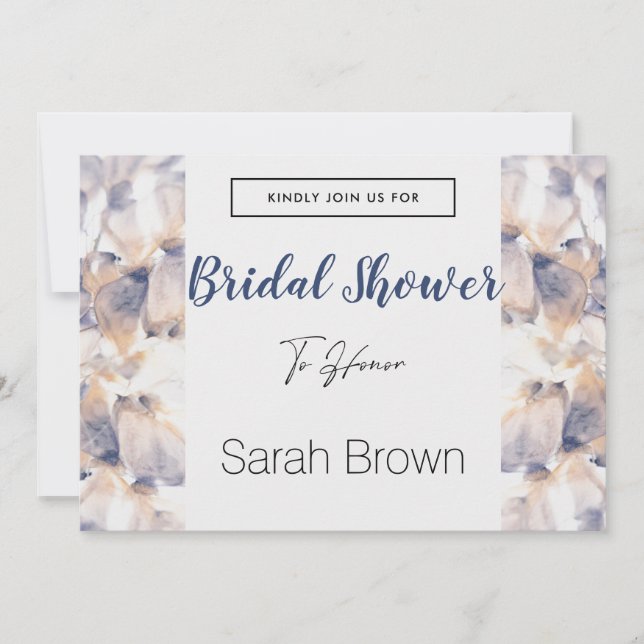 INVITACIÓN DUCHA BRIDAL ELEGANTE DE FLORES DE PATELES BLANCOS (Anverso)