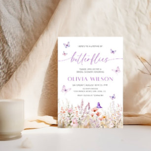 Invitación Ducha Bridal Elegante Horario de mariposas
