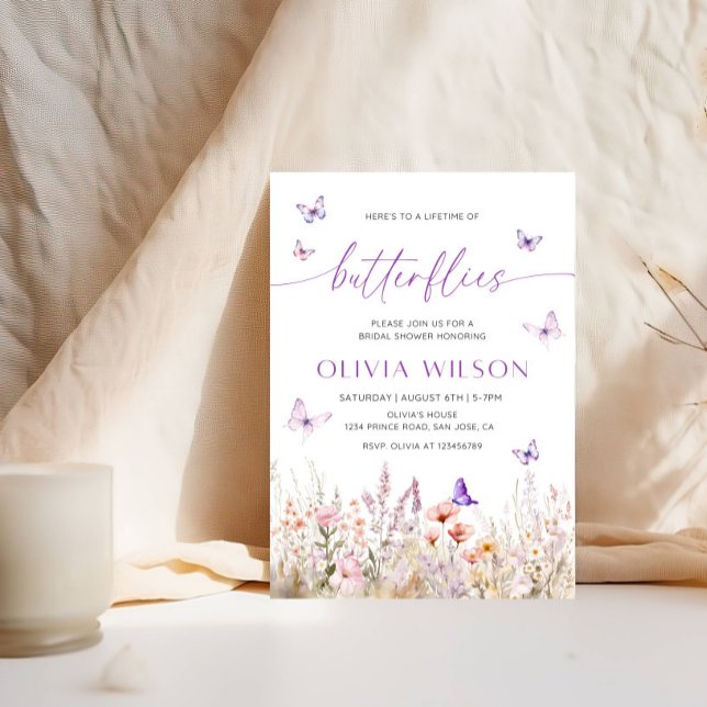 Invitación Ducha Bridal Elegante |Horario de mariposas (Subido por el creador)
