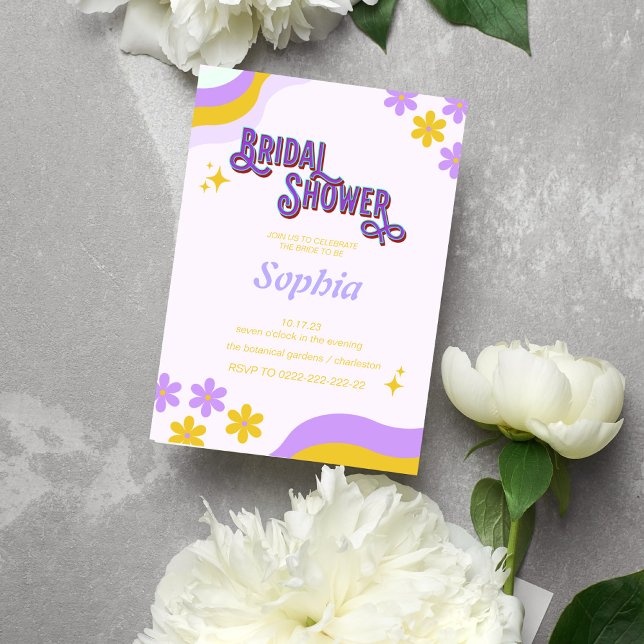 Invitación DUCHA BRIDAL floral retro purpel 70 (Subido por el creador)