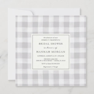 Invitación Ducha Bridal Gris Buffalo Plaid