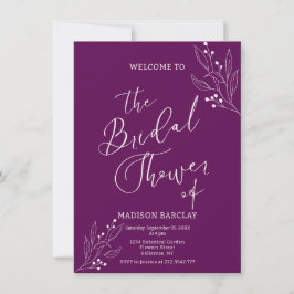 Invitación Ducha Bridal Moderna Morada Y Blanca