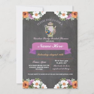 Invitación Ducha Bridal Tetera Alicia En El País De Las Marav