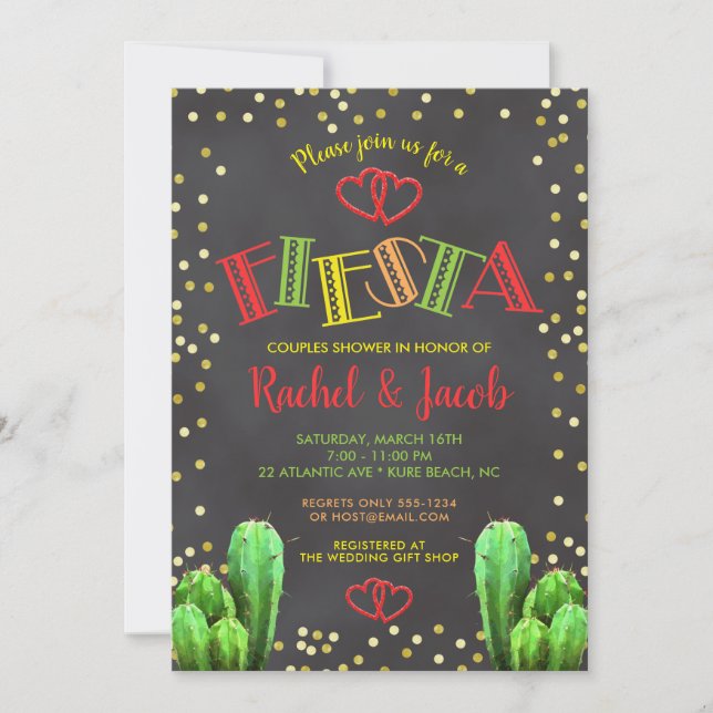Invitación Ducha Brights de los pares de la fiesta del cactus (Anverso)