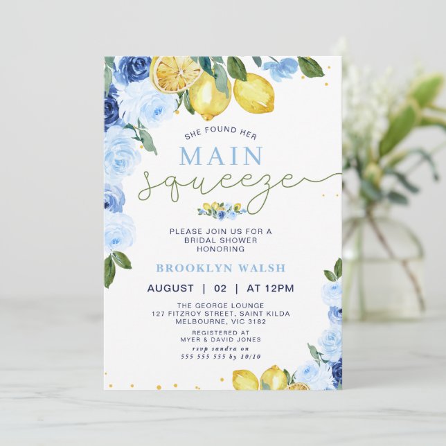 Invitación Ducha Británica de Brisas de Brisas de Lemon Amari (Anverso de pie)