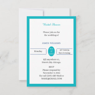 Invitación Ducha Británica Personalizada Simple Light Blue