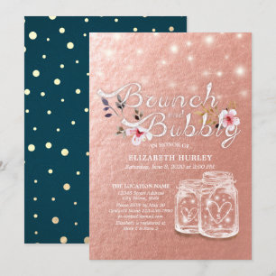 Invitación Ducha Brunch & Bubbly Bridal Mason Jars Rosa Gold
