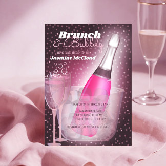 Invitación Ducha Brunéi Bubbly Bridal Champagne rosa