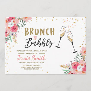 Invitación Ducha Brunéi Bubbly Bridal Champán Oro Rosa