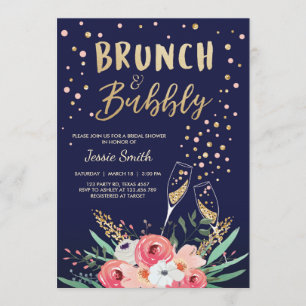 Invitación Ducha Brunéi Bubbly Bridal Champán Oro Rosa