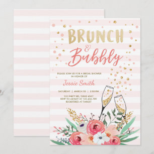 Invitación Ducha Brunéi Bubbly Bridal Champán Oro Rosa
